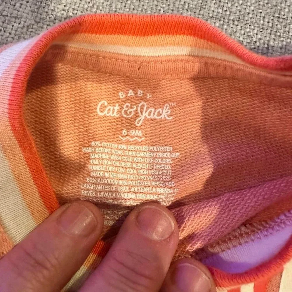 Cat & Jack Sweatshirt Shorts Set Baby 6-9M Brand New Bestie Peach Fleece Outfit